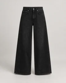 Black wide-leg denim jeans