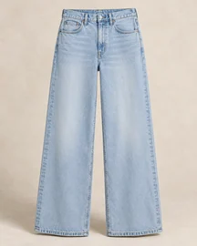 Light-wash wide-leg denim jeans